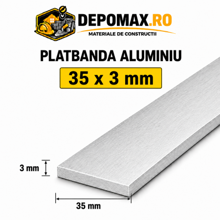 Platbanda aluminiu 35 x 3 mm, 6 metri (EN-AW 6060)